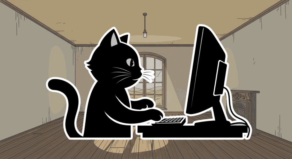 猫がパソコンをしている
