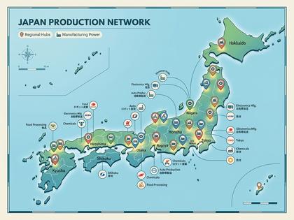 全国の地図上に制作会社のピンが立っているイメージ